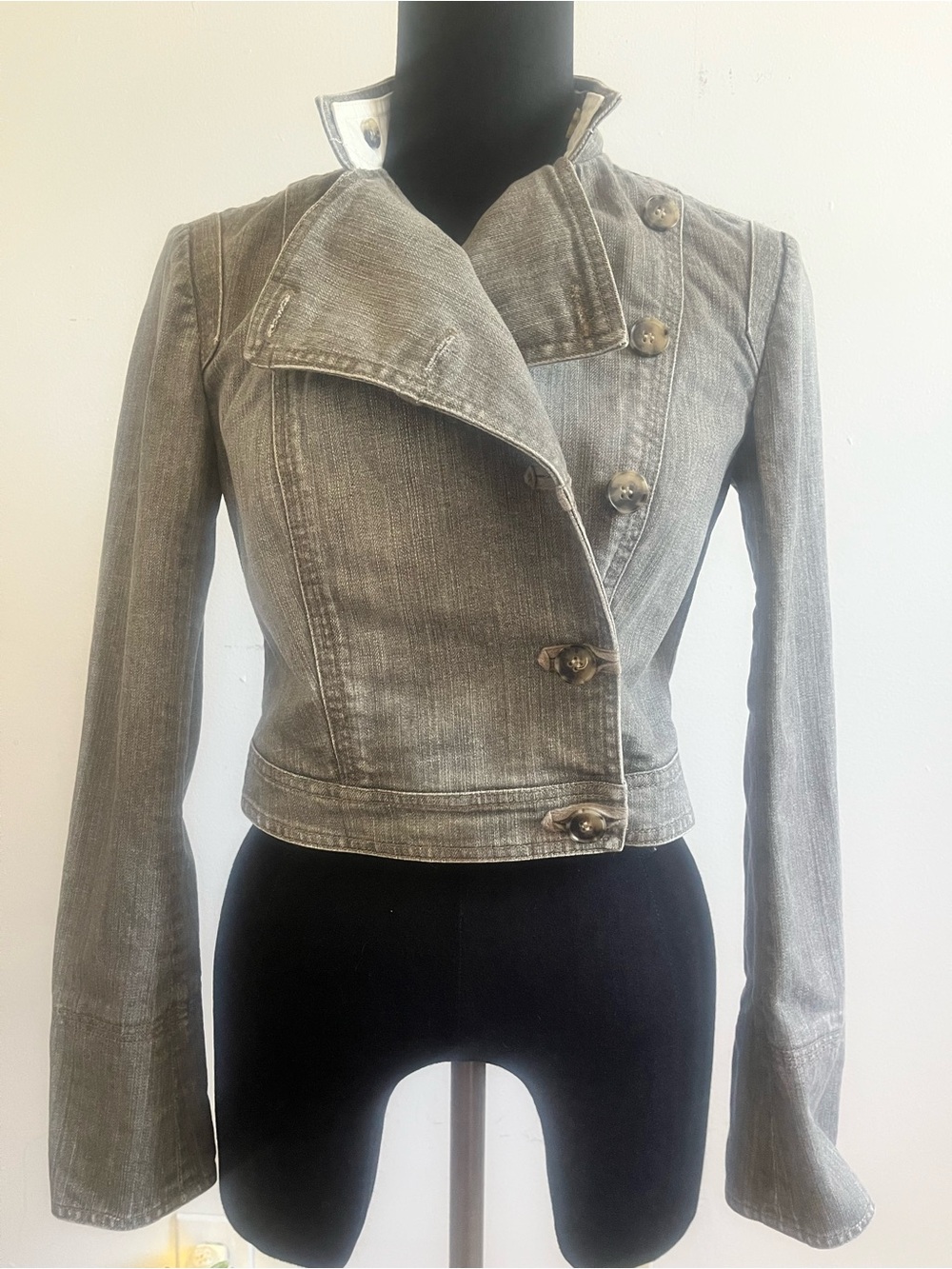 Vintage Theory Women’s Asymmetrical Grey Denim Jacket